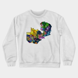 Spirograph Patterned Zambia Provinces Map Crewneck Sweatshirt